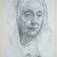 Aart van Dobbenburgh 1899-1988 zesde portret van zijn moeder litho 26x41 cm. € 100.-