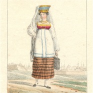 Lecomte 1819 Femme de Moscou litho oud gekleurd € 50.-