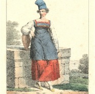 Lecomte 1819 Femme de Scio Isle de L'Archipel, litho oud gekleurd. € 50.-