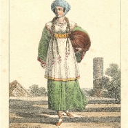 Lecomte 1819, Femme de Pola petite ville de L'Istrie, litho oud gekleurd € 50.-