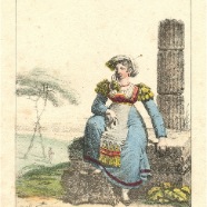 Lecomte 1819, Femme des Environs de Rome, litho oud gekleurd. € 50.-