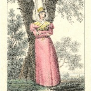 Lecomte 1819, Femme des Pays du Caux, litho oud gekleurd. € 40.-