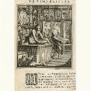 De tinnegieter Jan en Casper Luyken 1694 kopergravure blad 16x10 cm. € 50.-