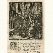 De koster Jan en Casper Luyken 1694 kopergravure blad 16x10 cm. € 50.-