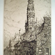 Haarlem Bakenesserkerk  Marinus Arend van Heuven  1885-1957  22x33 cm. ets ca. 1925 