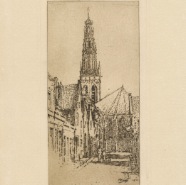Haarlem Bakenesserkerk H.Heuff 1875-1945 ets 10x19 cm. € 75.-