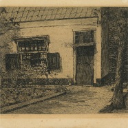 Haarlem Barrevoetshofje Joh. Josseaud 1880-1935 ets 24x18 cm.  €50.-