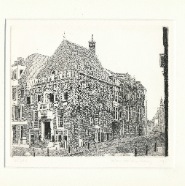 Haarlem Hoofdwacht Grote Markt ets 1995 W.v.d Meij  15x12 cm. € 65.-