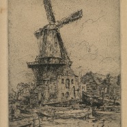 Haarlem molen Adriaan Walter Zeising 1876-1933 ets 19x24  1920 