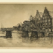 Haarlem Spaarne Joh.Josseaud 1880-1935 ets 24x18 cm. ca. 1920  € 175.-