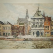 Haarlem Spaarne Waag St.Bavo kleurets H.E.Roodenburg 1895-1987  50x40 cm. 1941 € 350.-