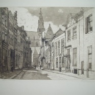 Haarlem St.Bavo Jansstraat Joh.Josseaud 1880-1935 ets aquatint 32x24 cm. 
