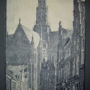 Haarlem St.Bavo Smedestraat Cor van Oel  1899-1979 litho 28x52 cm.