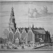 Amsterdam Oude Kerk Pieter Schut 1619-1660 kopergravure 1650 ca. 30x26 cm.              
