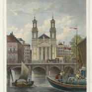 Amsterdam J.L.Terwen 1813-1873 Mozes en Aaronskerk handgekleurde staalgravure 1860 ca. 13x17 cm. € 60.-
