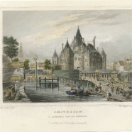 Amsterdam J.L.Terwen 1813-1873 waag handgekleurde staalgravure 1860 ca. 17x13 cm. € 60.-