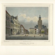Bergen op Zoom J.L.Terwen 1813-1873 Grote Markt handgekleurde staalgravure 1860 ca. 17x13 cm. € 75.-
