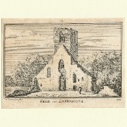 Eikenduine kerk Abraham  Rademaker 1676-1735 kopergravure 11x7 cm. € 25.-