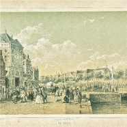 Leiden De Waag litho G.J.Bos 1825-1898 ca. 21x16 cm. € 195.-