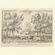 Leiden sluis 1750 Abraham Rademaker 1676-1735 kopergravure 11x7 cm. € 25.-