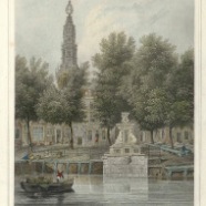 Leiden J.L.Terwen 1813-1873 Zeevismarkt handgekleurde staalgravure 1860 ca. 13x17 cm. € 65.-