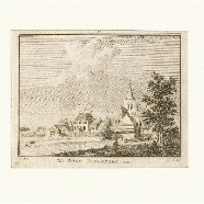 Ouderkerk 1745 Hendrik Spilman 1721-1784 kopergravure 11x7 cm. € 35.-