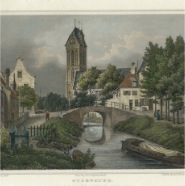 Oudewater J.L.Terwen 1813-1873 handgekleurde staalgravure 1860 ca. 17x13 cm. € 50.-