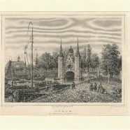 Sneek Waterpoort J.L.Terwen 1813-1873 staalgravure ca. 17x13 cm. 1860 € 50.-
