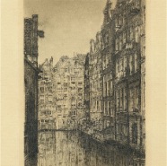 Amsterdam Achterburgwal George Keens ( Hendrik Seegers ) Ets 12x19.5 cm. € 30.-