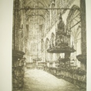 Amsterdam Johan Scherft 1891-1961 interieur Nieuwekerk  ets 34x51 cm. € 75.-