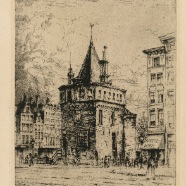 Amsterdam Schreierstoren Albert  Hemelman 1883-1951 ets 18x23 cm. 