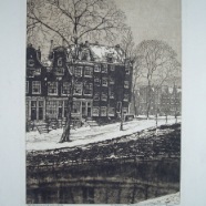 Amsterdam Spiegelgracht Cornelis Brandenburg 1884-1954 ets 1913  24x34 cm. € 90.- 