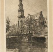 Amsterdam Westerkerk Johannes Josseaud 1880-1935 ets 14.5x26 cm.  € 50.-