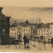 Den Bosch Hendrikus A.J.M.de Laat 1900-1980 Kalkbrugje 1927 ets 18x12.5 cm. € 50.-