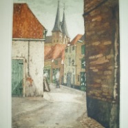 Deventer Bergkerk Frans Hartman 1904-1975 kleurets 31x41 cm. € 75.-