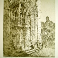 Tours Cathedraal Martin van Waning 1889-1972 ets 26x32 cm.€ 50.-