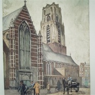 Rotterdam Grote Kerk kleurets 32x42 cm. € 75.-