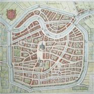 Haarlem Merian ca 1650 handgekleurde kopergravure