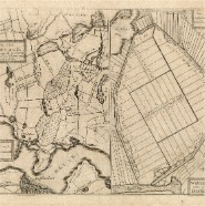 Kaart van Waterland Watergraafsmeer Diemermeer Colom 1660 Kopergravure 23x18 cm beeldmaat  € 60.-