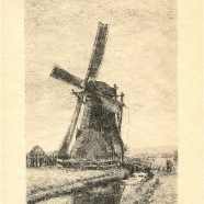 Haarlem Johannes Mattheus Graadt van Roggen 1867-1959 molen ets 1889 17x23 cm plaatrand