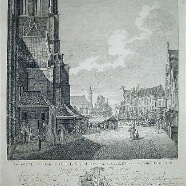 Haarlem Oude vismarkt J.C.Philips 1768 kopergravure 