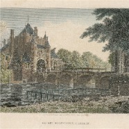 Haarlem Robert Batty 1789-1848 handgekleurde staalgravure 1825 Groote Houtpoort 21x14 cm. € 45.-