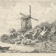 Haarlem Spaarne Adrianus Serne 1773-1853 ets/kopergravure 18.5x11.5 cm. ca. 1800   zeldzaam
