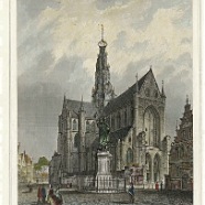 Haarlem St.Bavo J.L.Terwen 1813-1873 handgekleurde staalgravure 1860 € 75.-