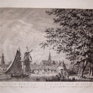 Haarlem van het zuider Spaarne te zien kopergravure  A.Cardon naar  A.Claterbos ca. 1790 25x36 cm. (zeldzaam)